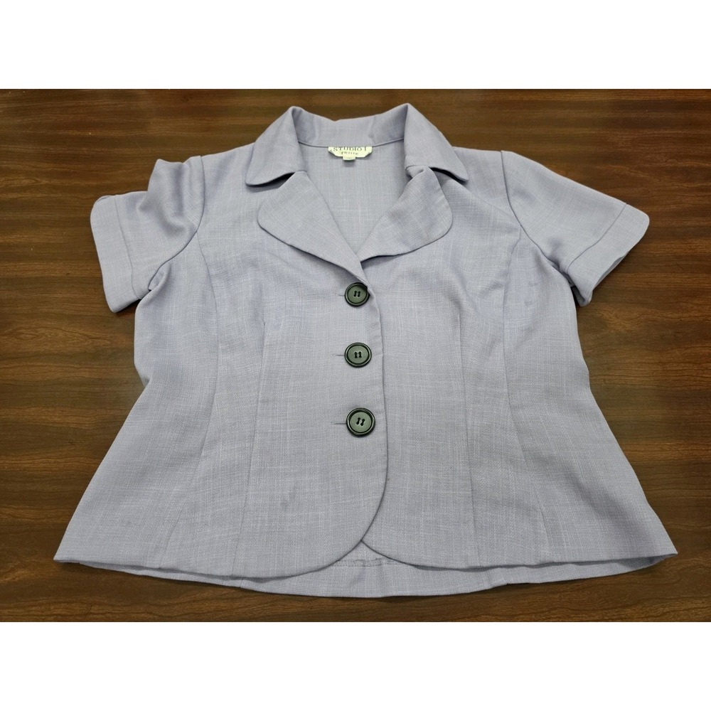 Studio I Womens Petite 12P Purple Blouse Dressy Office Career Shirt Top